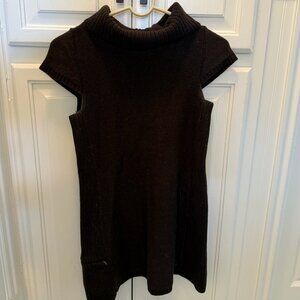 Ibex Women’s 100% Merino Wool Dress Tunic Dark Brown Cowl Neck XS–S